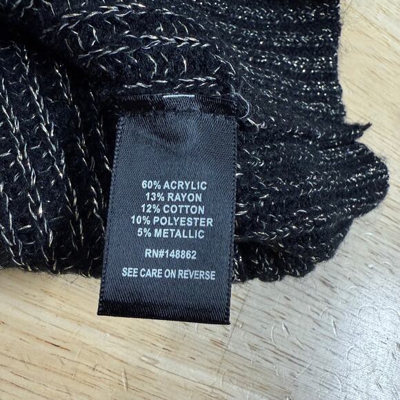 Torrid NWT Lurex Cable Pullover Cold Shoulder Turtle Neck Sweater Size 5X Black - Picture 11 of 13